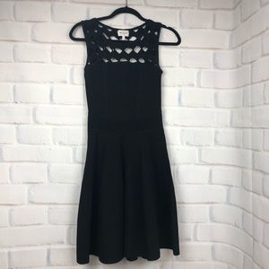 Milly black fit and flare cut out dress